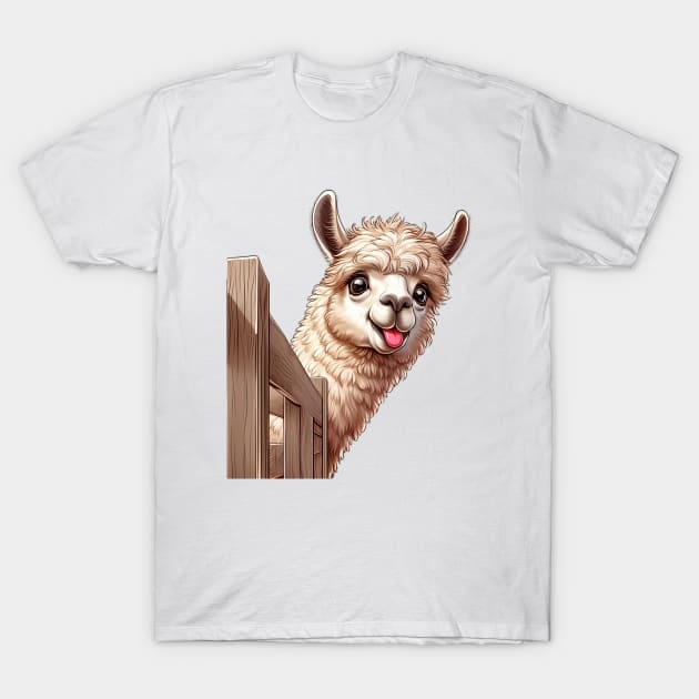 Cute Sneaky Llama T-Shirt by PhotoSphere